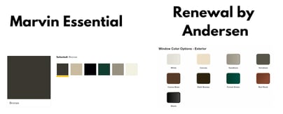 Marvin vs. RBA colors The words Marvin and Renewal by Andersen with different colors for frames below.
