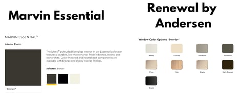 Marvin vs. RBA colors The words Marvin and Renewal by Andersen with different colors for frames below.