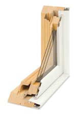 Aluminum clad A deconstructed aluminum clad window with white exterior and wood interior.