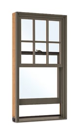 Ultimate An aluminum clad exterior window with a grid pattern against a white background.