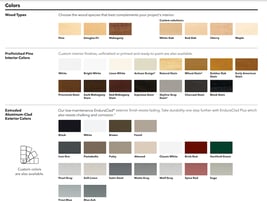 Pella Reserve colors A screenshot of the color options for Pella Reserve windows.